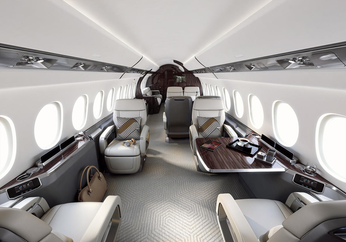 Dassault Falcon 6X cabin for Long Island charter