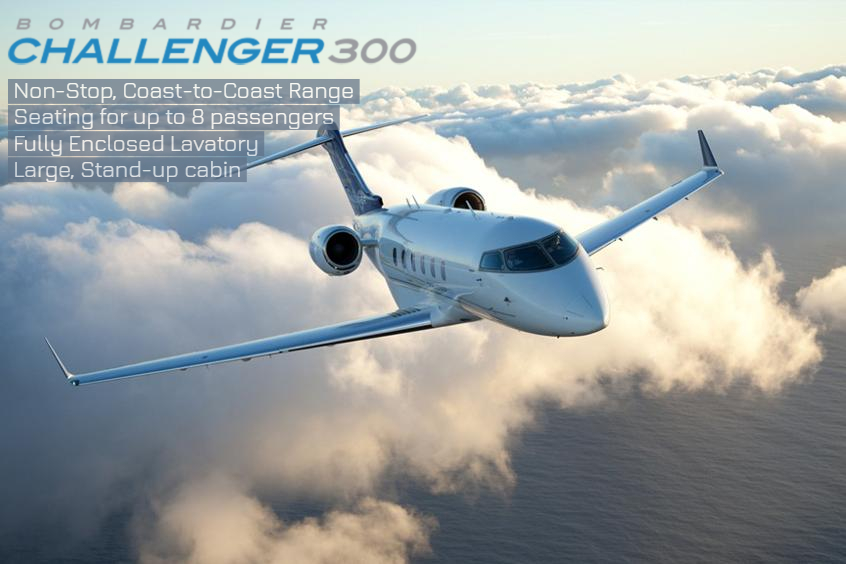 Bombardier Challenger 300 super midsize jet for Long Island charter